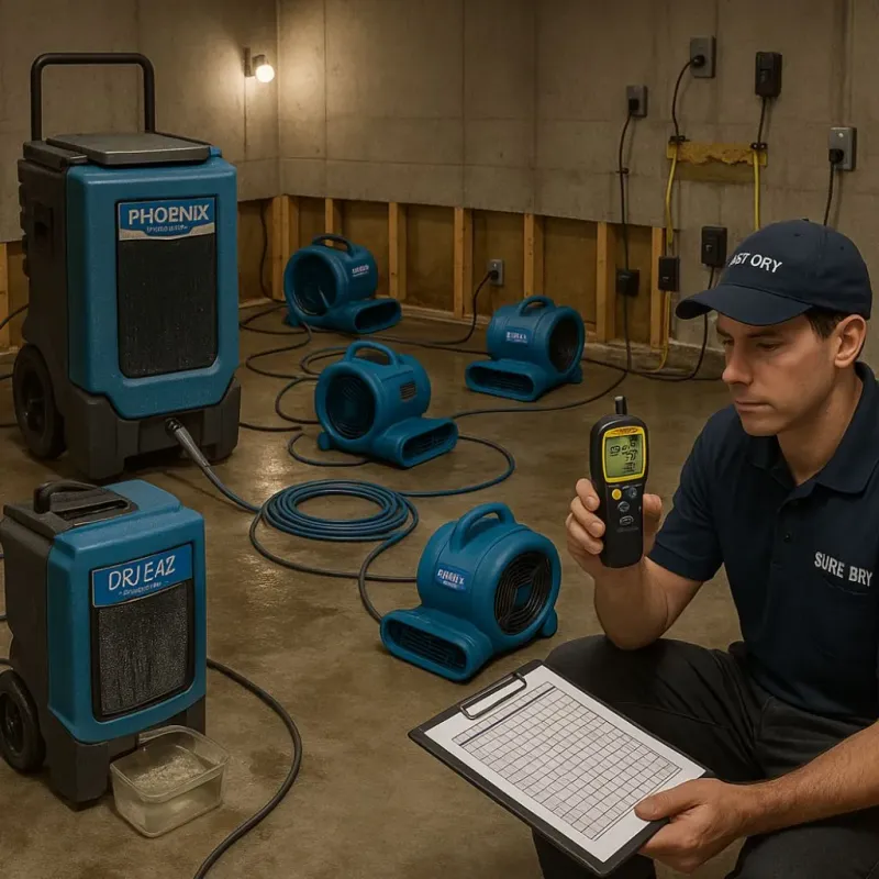 Structural Drying and Dehumidification process in Forest Hills, TN